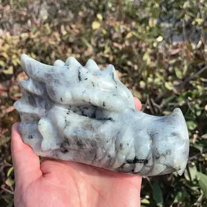 Natural Crystals Healing Gemstone Hand Made Labradorite Dragon Carvings Crystal Crafts