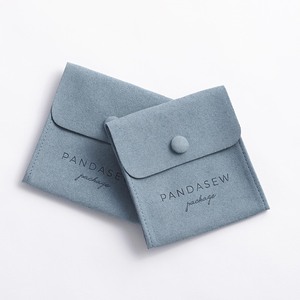 PandaSew Custom Printed Logo Microfiber Suede Snap <b>Magnetic</b> <b>Button</b> Jewelry Gift Pouch Bag - Product Image 2
