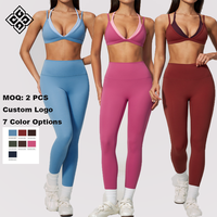 Nouvel ensemble de sport color block pour femme : soutien-gorge de sport et leggings taille haute pour gym, fitness et yoga