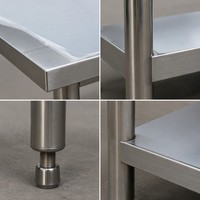 Mesa de Trabajo de Acero Inoxidable de Doble Capa, Estación de Preparación de Cocina de Grado Comercial, Banco de Trabajo de Dos Niveles
