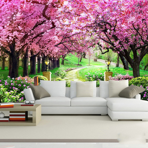 Papier peint paysage 3d Living Room Sofa Tv Fond d'écran Cherry Blossom Forest Pastoral Film And <span class=keywords><strong>Television</strong></span> Wall <span class=keywords><strong>Mural</strong></span> - Product Image 3