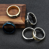 Bague plaquée personnalisée avec croix en or, laser, lettre de jésus chrétien, à la mode, poli, grands hommes, bagues personnalisées