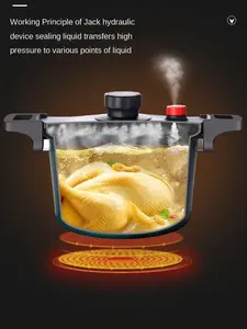 New Design Carbon Steel Non-stick Micro Pressure Cookers Soup Pots With Glass Lid Bakelite Handle