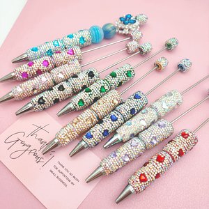 B7029 pulpen berlian imitasi berkilau, penutup penuh pena manik-manik perhiasan kreatif DIY hadiah kantor sekolah - Product Image 6