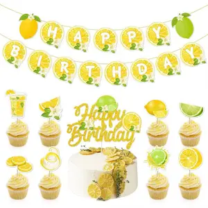 קיץ מסיבת נושאים פירות דגל משיכת לימון פירות נושאים מסיבת יום הולדת קישוטי יום הולדת עוגת קישוטים