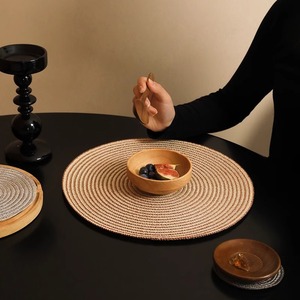 Round Cotton Yarn Placemat Heat Insulating Non <b>Slip</b> Woven Coaster Kitchen Anti Scald Pot <b>Mat</b> Home Use - Product Image 1