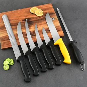 Butcher Knife 8pcs Pro Cimeter Stabber Brisket Slicing Butcher Boning Knife Sharpener Cutting Field Dressing Kit With Knife Bag