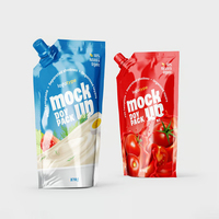 Pochettes souples personnalisées en plastique dépoli avec bec verseur pour ketchup et sauce tomate, emballage alimentaire liquide de qualité alimentaire avec bouchon, vente en gros