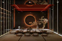Design d'intérieur de restaurant japonais de luxe et aménagement personnalisé de bar à sushis, solution de mobilier moderne Wabi Sabi Izakaya, éclairage LED