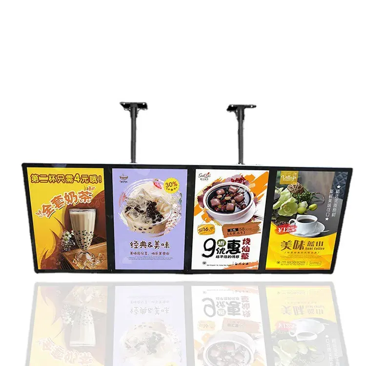 Wall Mounted Hanging Type Aluminum Profiles Snap Photo Frame Double Side Ultra Slim Advertising Light Box