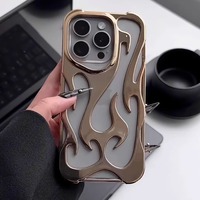 Coque de téléphone à motif flamme mate tendance 2025 pour iPhone 16 Pro Max 15 14 13 12 11 Coque arrière souple Étui électro-plaqué