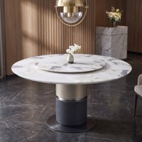 Table à manger de luxe en marbre, mobilier moderne en pierre, table ronde en ardoise
