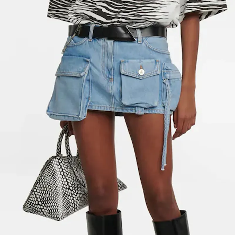 Latest Design Vintage Y2k Sexy Short Denim Skirts Girls Women Cargo Pocket Mini Jean Skirts