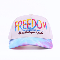 Casquette de baseball personnalisée brodée avec lettres, tie-dye, 5 panneaux, color block, en coton structuré, visière incurvée, pour hommes et femmes, vente en gros, casquette A-Frame