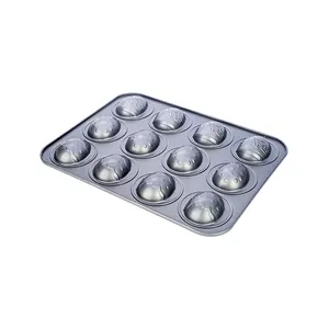 XINZE Pascua 12cup 3D Forma de huevo Utensilios para hornear Mini sartenes antiadherentes para magdalenas Bandeja de horno Platos Molde para pasteles Bandeja para hornear