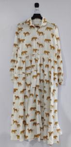 100% fait à la main coton femmes robe beau tigre imprimé blanc léger intelligent décontracté vêtements de plage bouton décoration naturel - Product Image 5