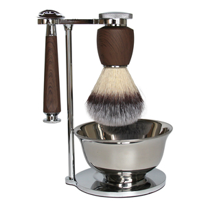 Set <span class=keywords><strong>di</strong></span> Alta Qualità con <span class=keywords><strong>Pennello</strong></span> <span class=keywords><strong>da</strong></span> <span class=keywords><strong>Barba</strong></span> in <span class=keywords><strong>Pelo</strong></span> <span class=keywords><strong>di</strong></span> <span class=keywords><strong>Tasso</strong></span> con Manico in Giada Naturale, Supporto e Tazza per la Rasatura - Product Image 4