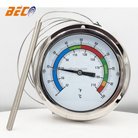 Beco 100mm Thermomètre Capillaire Manomètre 4 pouces En Acier Inoxydable Manomètre Hydraulique Température Mètre