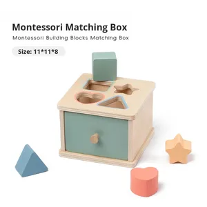 Wooden Cross-border Baby Color Cognition Building Blocks Shape <b>Matching</b> Teaching Aids Early Education Sorting Coin <b>Box</b> Toy Ages - Product Image 6