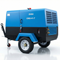 Compresseur d'air diesel mobile 185 CFM monté sur remorque pour le service de location d'équipements, la construction générale et l'utilisation industrielle