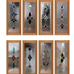 Vente en gros d'inserts de <span class=keywords><strong>verre</strong></span> décoratifs biseautés pour portes, vitraux artistiques pour portes d'entrée, en laiton et zinc, isolés et sur mesure - Product Image 2