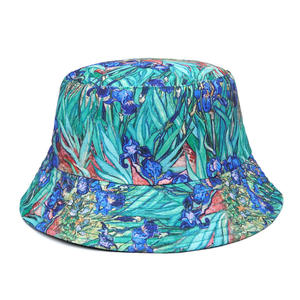 Nouveau Double Face Rétro Soleil Chapeau Hip Hop Style Seau Chapeau Denim Haute Qualité Fleur <span class=keywords><strong>Peinture</strong></span> Pêcheur Casquette pour Hommes Femmes Casual - Product Image 6