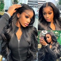 Perruque en cheveux humains brésiliens vierges Remy, 30 pouces, ondulée, densité 200, avec dentelle transparente 13x6, pré-épilée, sans colle