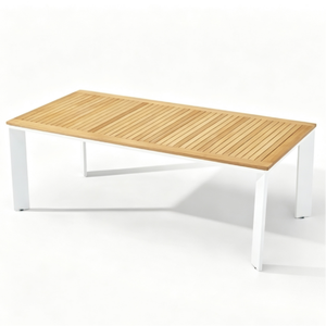 Tables de salle à manger d'extérieur résistantes aux intempéries en teck de Birmanie et en alliage d'aluminium pour villa, hôtel, cour - Product Image 2