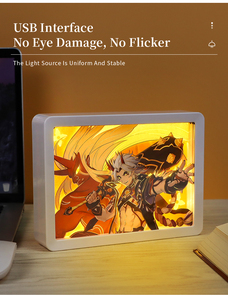 Lámpara de Papel Tallado Demon Slayer, Caja de Luz LED Enmarcada en MDF, Caja de Luz LED DIY para Decoración de Dormitorio - Product Image 4