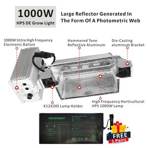 Balastro eletrônico risen green 1000w de hps, refletor de alumínio com refletor de duas pontas, luminária para crescimento com balastro eletrônico - Product Image 3