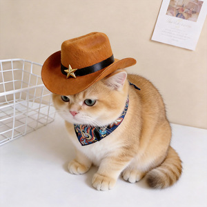 Sombrero para gatos, sombrero de vaquero occidental, diadema linda y divertida para perros, sombrero de protección solar para perros pequeños y medianos. - Product Image 1