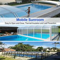 Toldo Retráctil Eléctrico para Exteriores, Techo Transparente Deslizante, Impermeable, Cubierta Retráctil para Piscina de Cristal Transparente