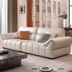 Set di Divani in Pelle per Soggiorno, Stile Moderno Europeo, Arredamento Contemporaneo per Salotto - Product Image 1