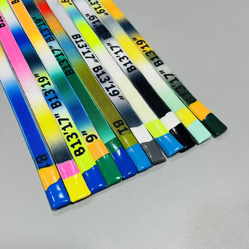 1cm Flat Cotton Fabric Belts with Transparent Glue Drop Logo Design for Clothing Hooded Waistband Shoelaces with Alloy for