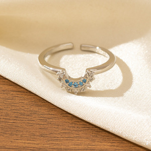 Messing 18K Vergoldete Sonne und Mond Passende Paarringe Set Offene Verstellbare Stapelbare Bandringe - Product Image 6