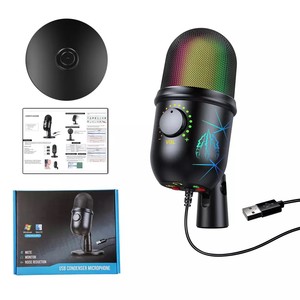 V5 Micro Podcast Phòng Thu Có Dây Micro Ngưng Tụ Usb Để Bàn Ghi Âm Luồng Usb Micro Chơi Game RGB Khử Tiếng Ồn - Product Image 4