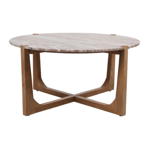 Tavolino da Caffè Minimalista Ovale con Piano in Marmo e Base in Legno, Arredamento per Soggiorno - Product Image 1