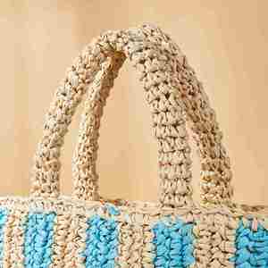 Bolso de Mano de Lujo para Mujer, Tejido a Crochet, de Paja, para Playa, Verano, con Rayas, Bolso de Hombro para Dama, con Logotipo Personalizado - Product Image 4
