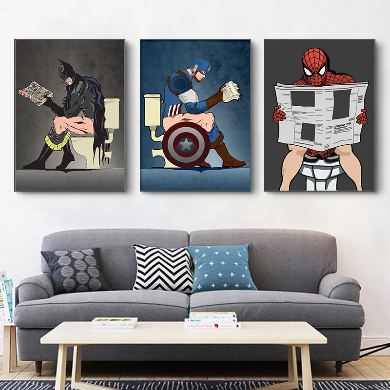 Grappige Anime Art Super Hero Wc Grappige Poster En Print Canvas Schilderij Wall Art Voor Woonkamer Home Decor