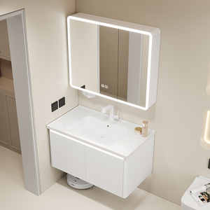 Meuble <span class=keywords><strong>de</strong></span> <span class=keywords><strong>salle</strong></span> <span class=keywords><strong>de</strong></span> <span class=keywords><strong>bain</strong></span> intégré <span class=keywords><strong>de</strong></span> style urbain minimaliste et abordable avec miroir LED et lavabo en céramique <span class=keywords><strong>pour</strong></span> la <span class=keywords><strong>salle</strong></span> <span class=keywords><strong>de</strong></span> <span class=keywords><strong>bain</strong></span> à domicile - Product Image 3