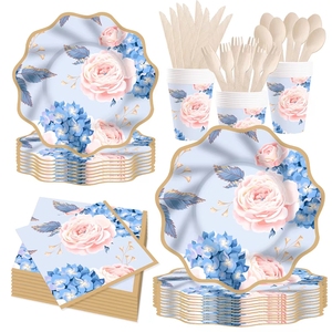 DAMAI - Vajilla Desechable para Fiestas, Platos y Servilletas de Papel para Despedida de Soltera, Platos, Vasos y Cubiertos para Fiestas de Té - Product Image 1