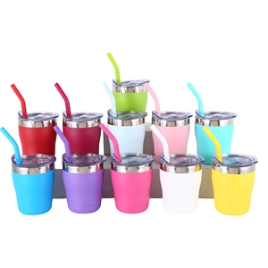 Small Capacity 370ml Travel Straw Tumbler for Children 304 Stainless Steel Milk <b>Cup</b> with Lid - Product Image 4