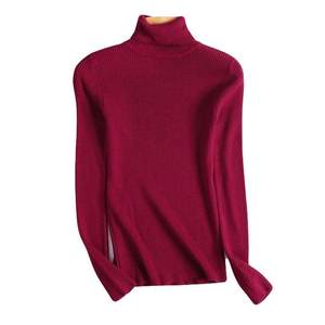 Suéter de mujer de cuello alto para mujer, suéteres de cuello alto, suéter de algodón de punto para niña - Product Image 5