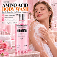 Gel Douche Botanique aux Acides Aminés Marque Blanche OEM, 485ml Parfum Rose, Lavant Corporel Hydratant, Soulage la Sécheresse, Nettoyant Doux pour la Peau