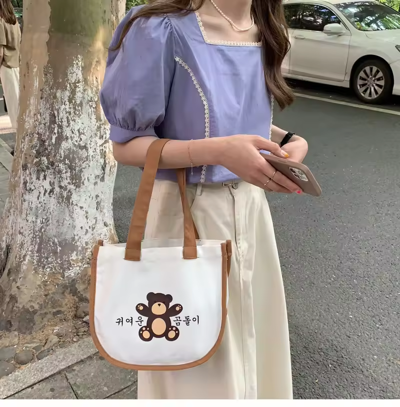 factory cheap price printed pattern canvas tote bag reusable bag cotton black and white canvas tote vest bag
