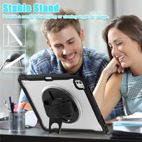 Étui pour iPad Pro 13 (2025) (2024) avec support PC+TPU+Silicone, anti-chute, support stable avec sangle de main rotative, design double couche