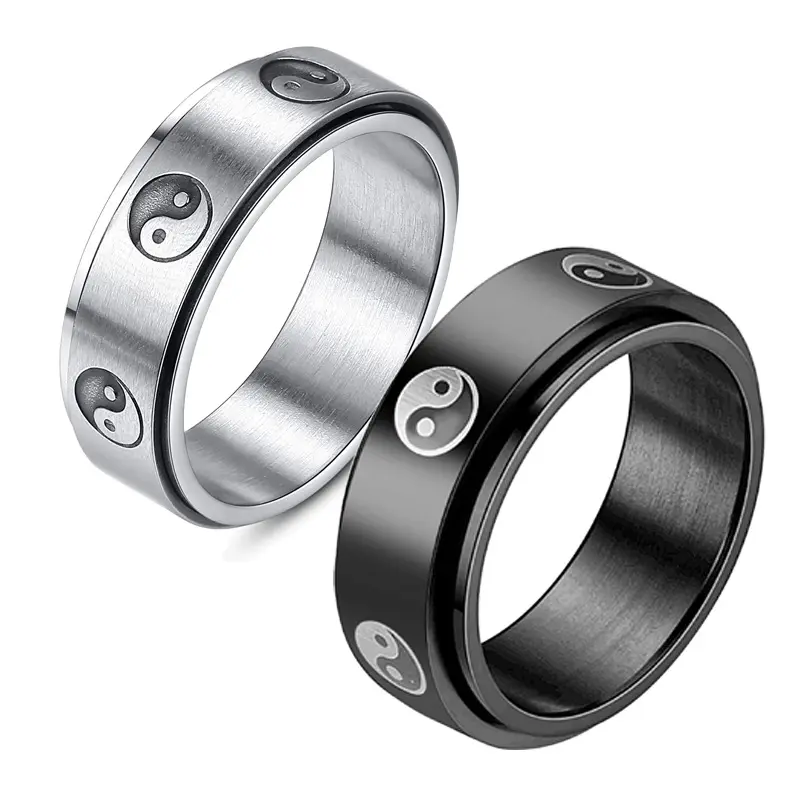 Ster Nieuwe Accessoires Fabriek Leveren 8Mm Heren Roestvrij Staal Roterende Drukverlagende Roddelring