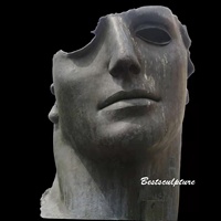 Décoration extérieure Coulée de bronze Demi-visage d'homme Art moderne Grand jardin Sculpture en cuivre