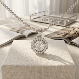 จี้เพชรทรง Asscher ชุบทองคำขาว 925 เงินแท้ ประดับเพชรแล็บโกรว์ ดีไซน์หรูหรา สำหรับผู้หญิง ของขวัญเครื่องประดับชั้นดี - Product Image 1