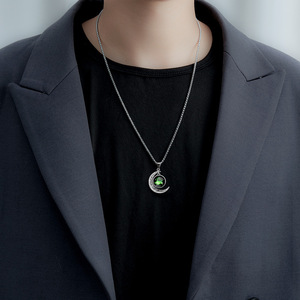 Collier avec pendentif en forme de croissant de lune en acier inoxydable Haomi, charme du zodiaque <span class=keywords><strong>chinois</strong></span>, collier vintage du zodiaque, certifié CE - Product Image 2